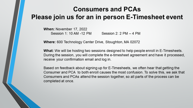 In-person E-Timesheet event 11/17/2022