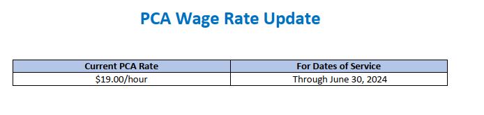 PCA Wage Rate Update